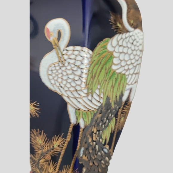 Vintage Kutani Colbalt Blue Beveled Vase - Picture 10 of 12